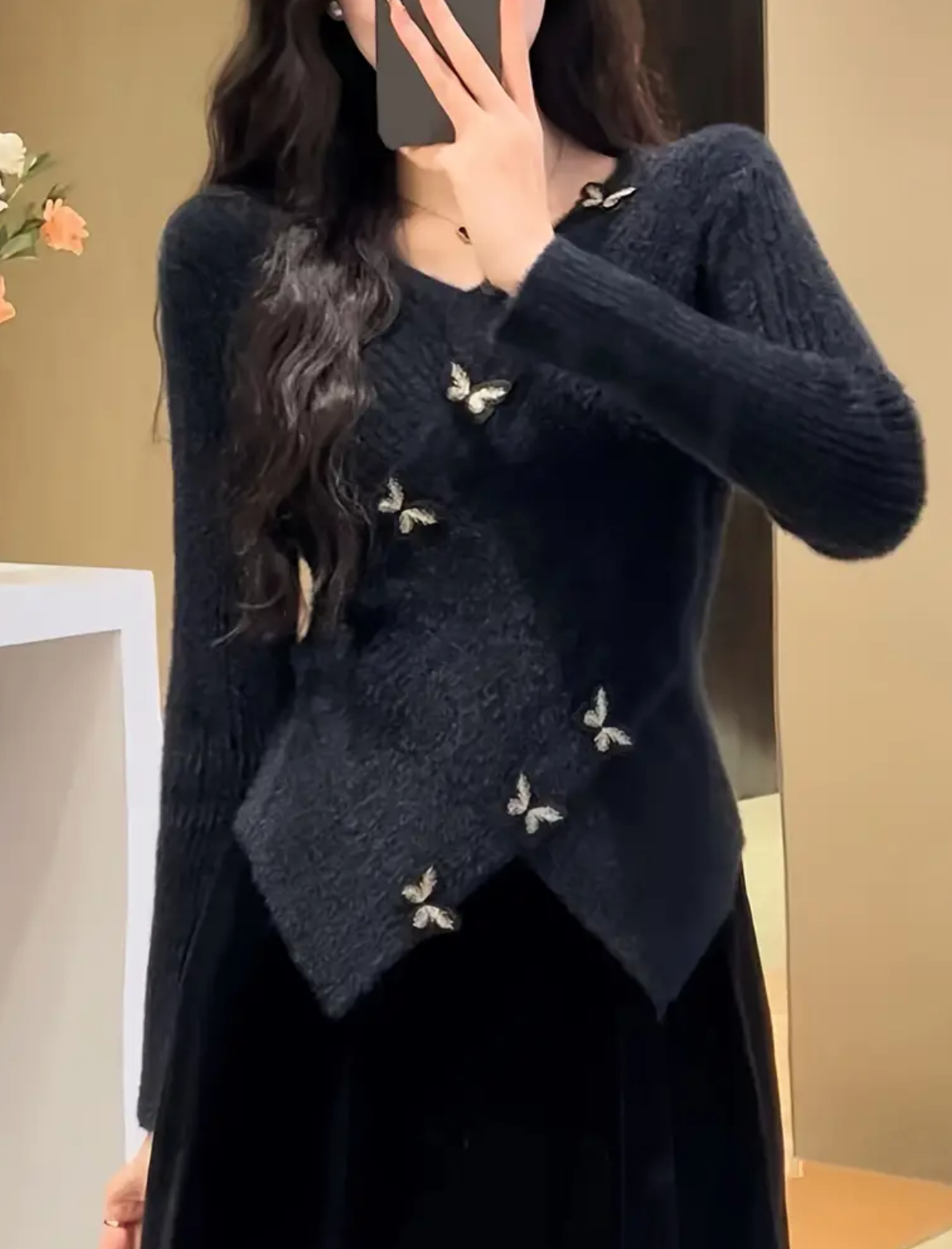 Elegant Butterfly V-Neck Cross Slim Knit Cardigan
