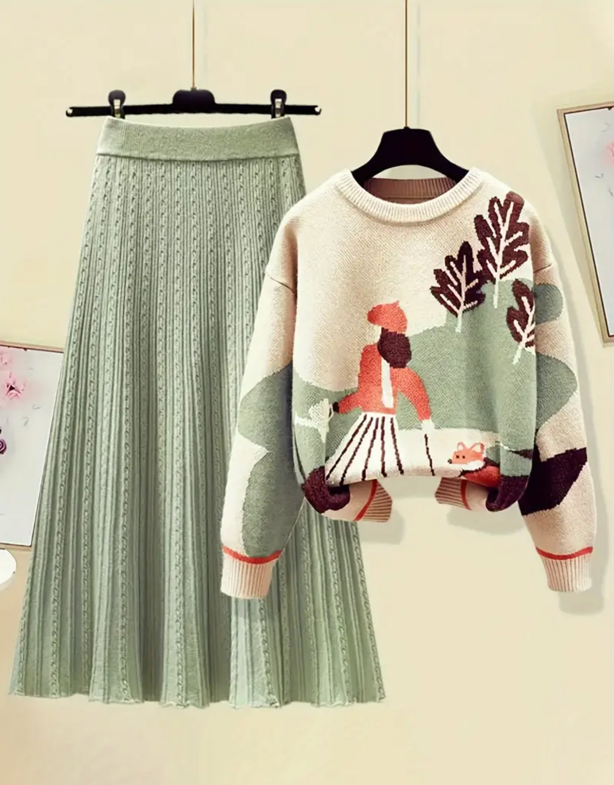 Cozy Vintage-Inspired Crew Neck Sweater for Women - Long Sleeve Pullover Design