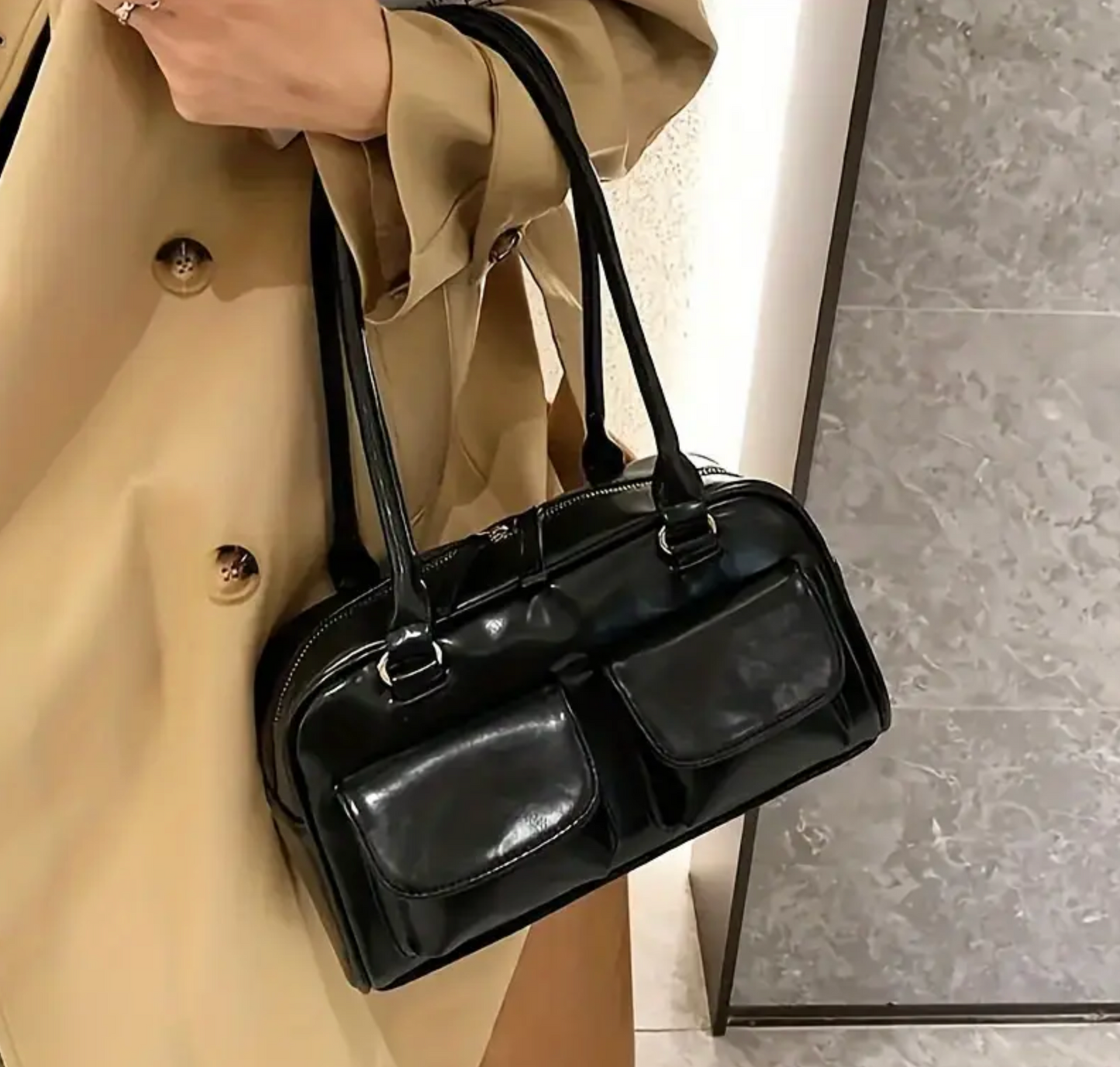 Trendy Vintage Chic Bag - Black